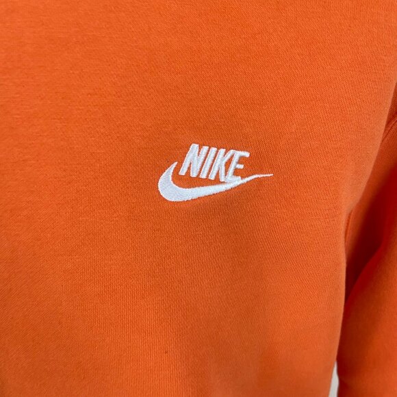 Nike Mens Orange Cotton Blend Pullover Sweatshirt Embroidered Logo Crewneck XL - Picture 4 of 7